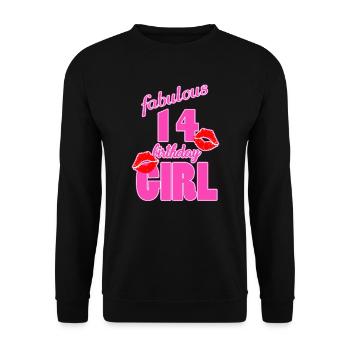 fabulous 14 birthday girl 14th birthday pink Kiss - Unisex Sweatshirt - black - Front - Alina (178cm) & Michal (187cm)