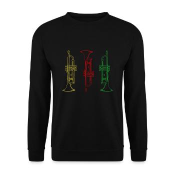 Trumpets in different colors - trumpet - Unisex Sweatshirt - black - Front - Alina (178cm) & Michal (187cm)