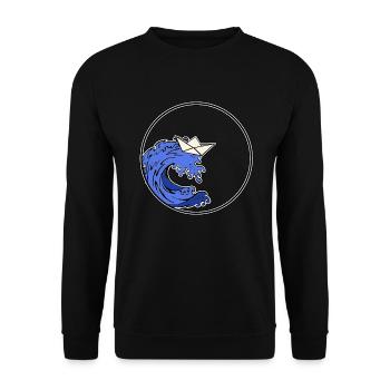 Origami Boat - Origami ship - Unisex Sweatshirt - black - Front - Alina (178cm) & Michal (187cm)