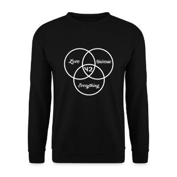 42 - La réponse à tout - Love Universe Everyth - Sweat-shirt Unisexe - noir - Devant - Alina (178cm) & Michal (187cm)