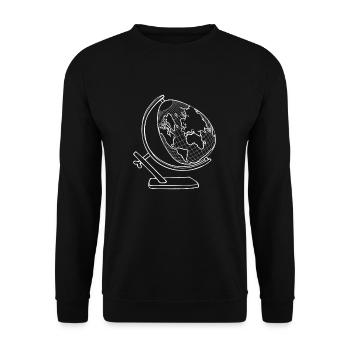 Globus in Eiform - Globus als Ei - Unisex Pullover - Schwarz - Vorne - Alina (178cm) & Michal (187cm)