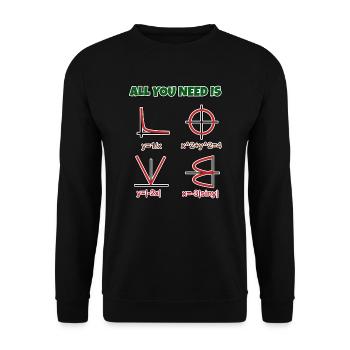 Amour, maths - coeur sous forme de formule et graphique - Sweat-shirt Unisexe - noir - Devant - Alina (178cm) & Michal (187cm)