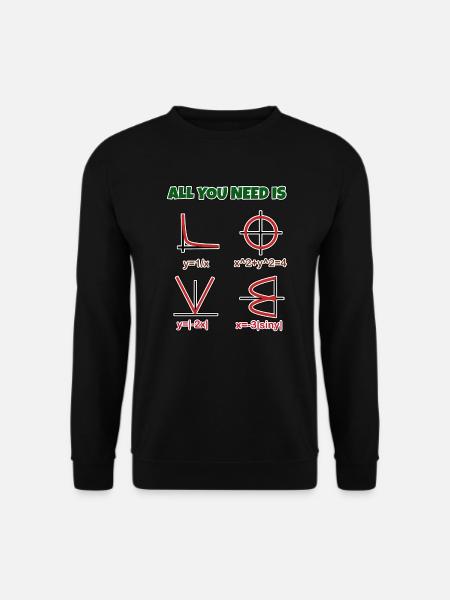 Liebe, Mathe - Herz als Formel und Graph - Unisex Pullover - Schwarz