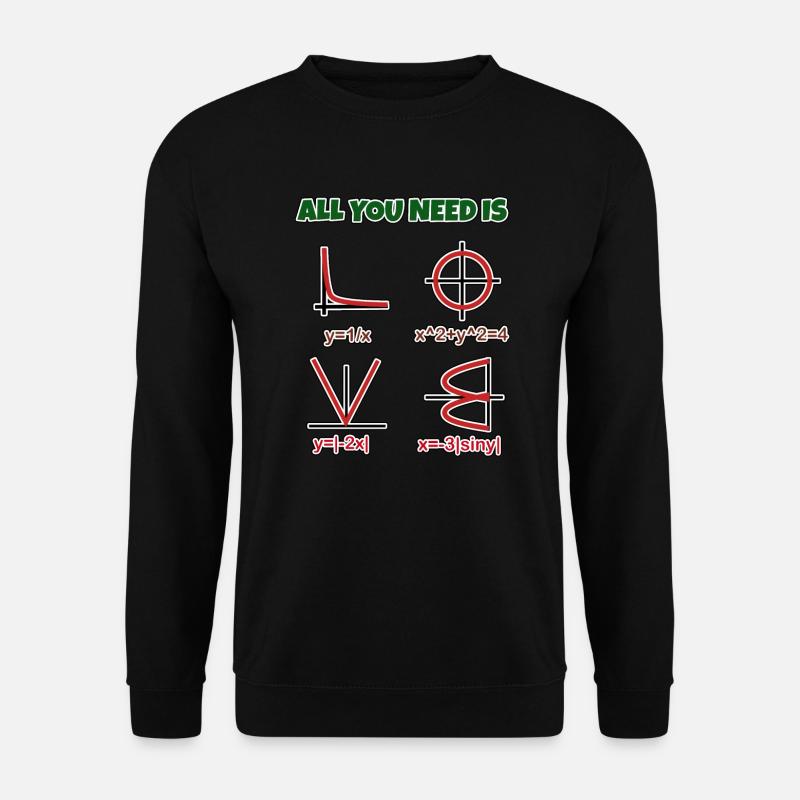 Liebe, Mathe - Herz als Formel und Graph - Unisex Pullover - Schwarz