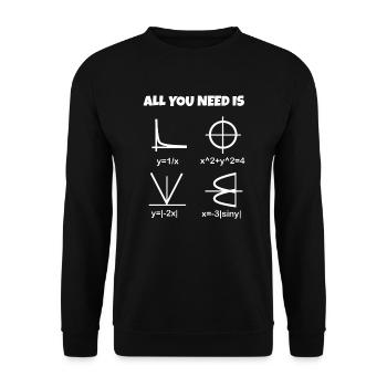 Liebe, Mathe - Herz als Formel und Graph - Unisex Pullover - Schwarz - Vorne - Alina (178cm) & Michal (187cm)