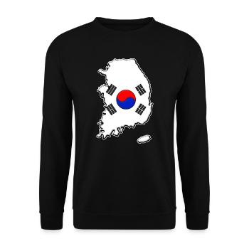 Südkorea Flagge Landkarte - Unisex Pullover - Schwarz - Vorne - Alina (178cm) & Michal (187cm)