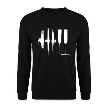 Klavier Piano Herzschlag - Unisex Pullover - Schwarz - Vorne - Alina (178cm) & Michal (187cm)