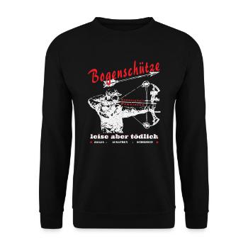 Bogenschütze _ Bogensport _ Schützenverein - Unisex Pullover - Schwarz - Vorne - Alina (178cm) & Michal (187cm)
