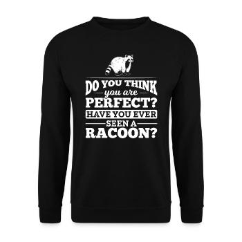 Waschbär Racoon Animals Animal Geschenk - Unisex Pullover - Schwarz - Vorne - Alina (178cm) & Michal (187cm)