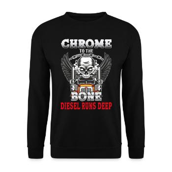 Chrome to the bone diesel runs deep - Sweat-shirt Unisexe - noir - Devant - Alina (178cm) & Michal (187cm)