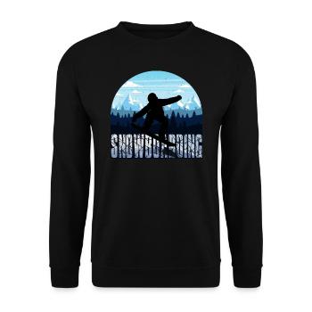 Snowboarden | Snowboard Snowboarder Geschenkideen - Unisex Pullover - Schwarz - Vorne - Alina (178cm) & Michal (187cm)