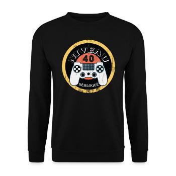 40 ans Anniversaire Gamer Niveau 40 - Sweat-shirt Unisexe - noir - Devant - Alina (178cm) & Michal (187cm)