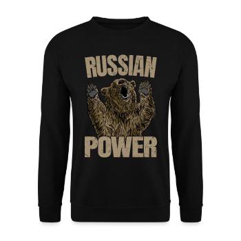Russian Bear Power Russia Saying Gym - Unisex Sweatshirt - black - Front - Alina (178cm) & Michal (187cm)
