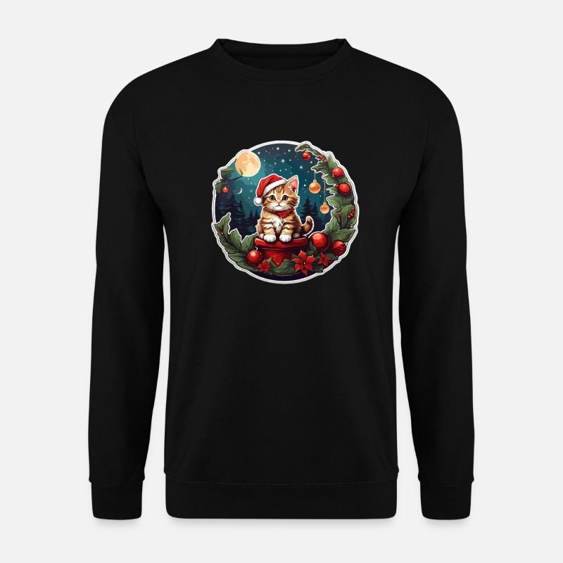 Weihnachtskatze - Unisex Pullover - Schwarz