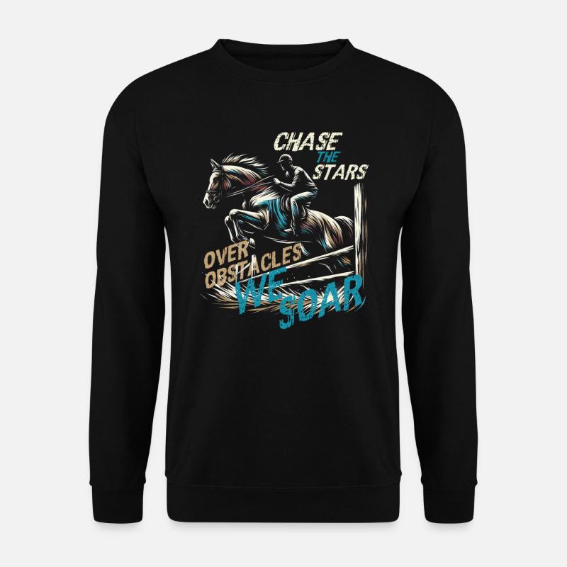 JAGEN SIE DIE STERNE ÜBER HINDERNISSE WIR SCHWEBEN, REITER - Unisex Pullover - Schwarz