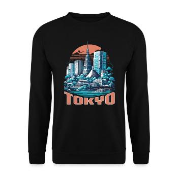IKONISCHE SEHENSWÜRDIGKEITEN VON TOKIO STADTBILD, JAPAN - Unisex Pullover - Schwarz - Vorne - Alina (178cm) & Michal (187cm)