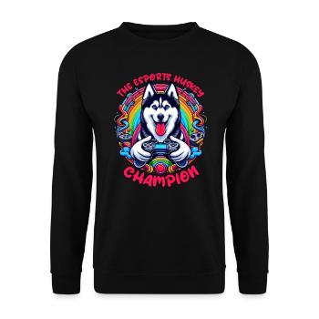 Power Play Pup - The Esports Husky Champion - Unisex Sweatshirt - black - Front - Alina (178cm) & Michal (187cm)