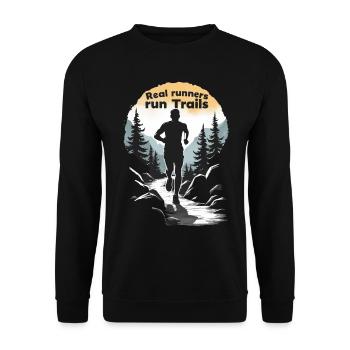 Real Runners Run Trails - Trail Running - Sweat-shirt Unisexe - noir - Devant - Alina (178cm) & Michal (187cm)