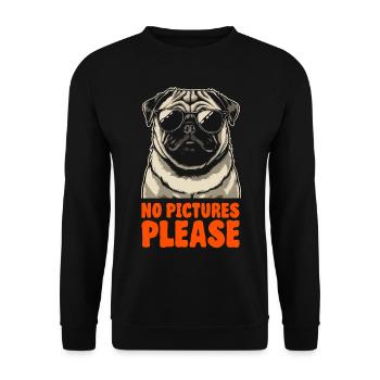 Pug with Sunglasses - No Pictures Please - Privacy - Unisex Sweatshirt - black - Front - Alina (178cm) & Michal (187cm)