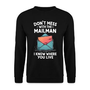 Lustiger Spruch für Postboten - Unisex Pullover - Schwarz - Vorne - Alina (178cm) & Michal (187cm)
