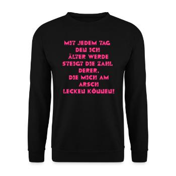mit_jedem_tag2 - Unisex Pullover - Schwarz - Vorne - Alina (178cm) & Michal (187cm)