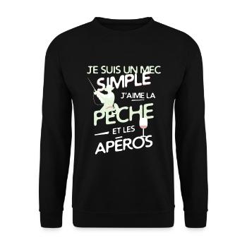 Pêche - un mec simple - Sweat-shirt Unisexe - noir - Devant - Alina (178cm) & Michal (187cm)