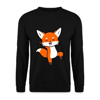 Fröhlicher Fuchs Kinder Füchse - Unisex Pullover - Schwarz - Vorne - Alina (178cm) & Michal (187cm)