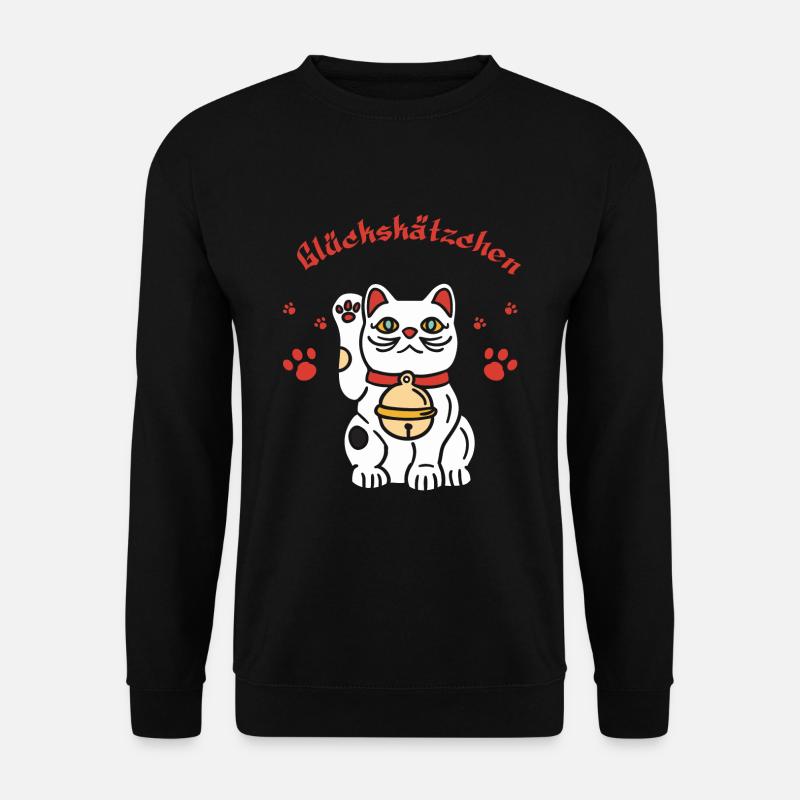 Glückskätzchen-süßes Winkekatzedesign - Unisex Pullover - Schwarz