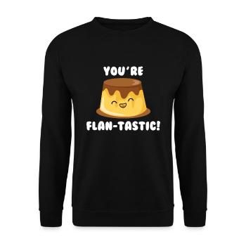 Du bist Flan-Tastic - Unisex Pullover - Schwarz - Vorne - Alina (178cm) & Michal (187cm)