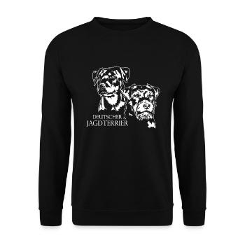 Deutscher Jagdterrier Jagdhunde Portrait Wilsigns - Unisex Pullover - Schwarz - Vorne - Alina (178cm) & Michal (187cm)
