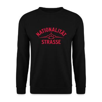 NATIONALITÄT STRASSE SCHLAGRING - Unisex Pullover - Schwarz - Vorne - Alina (178cm) & Michal (187cm)