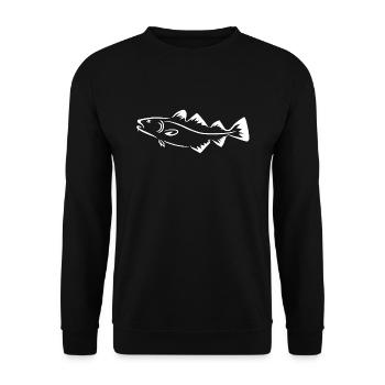 Dorsch - Fisch - Unisex Pullover - Schwarz - Vorne - Alina (178cm) & Michal (187cm)