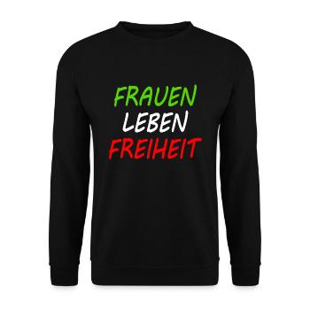 Frauen leben freiheit - Unisex Pullover - Schwarz - Vorne - Alina (178cm) & Michal (187cm)