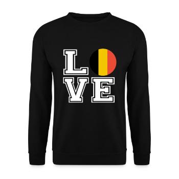Love Belgium / Love Belgien Land Länder - Unisex Pullover - Schwarz - Vorne - Alina (178cm) & Michal (187cm)