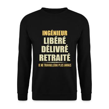 Ingénieur célèbre sa retraite avec humour cadeau - Sweat-shirt Unisexe - noir - Devant - Alina (178cm) & Michal (187cm)