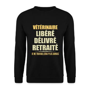 Veterinarian Celebrates Retirement with Humor Gift - Unisex Sweatshirt - black - Front - Alina (178cm) & Michal (187cm)