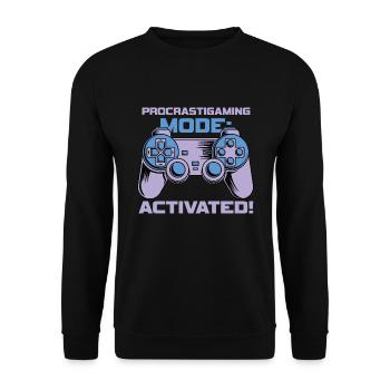 Gamer Procrastigame Mode Activated Gaming - Unisex Sweatshirt - black - Front - Alina (178cm) & Michal (187cm)