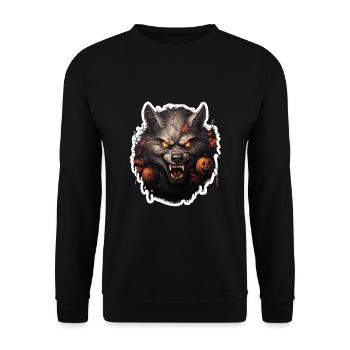 Halloween Werwolf - Unisex Pullover - Schwarz - Vorne - Alina (178cm) & Michal (187cm)