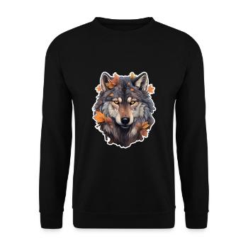 Wolf Autumn Halloween - Unisex Sweatshirt - black - Front - Alina (178cm) & Michal (187cm)