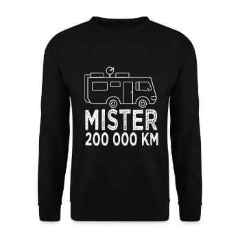 Campingplatz Mister 200.000 km Wohnmobil Geschenk - Unisex Pullover - Schwarz - Vorne - Alina (178cm) & Michal (187cm)