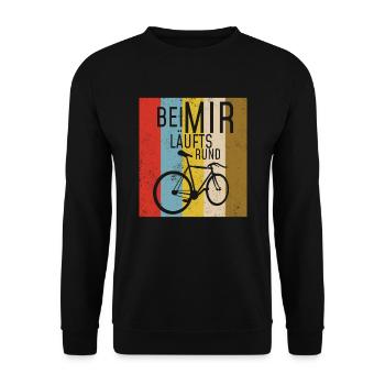 BEI MIR LÄUFTS RUND - FAHRRAD MOTIV HOBBY RADLER - Unisex Pullover - Schwarz - Vorne - Alina (178cm) & Michal (187cm)