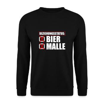 Lustiger Mallorca Spruch - Beziehungsstatus Malle - Unisex Pullover - Schwarz - Vorne - Alina (178cm) & Michal (187cm)