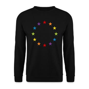 LGBT Gay Pride Stars Rainbow Europe Flag EU - Unisex Sweatshirt - black - Front - Alina (178cm) & Michal (187cm)