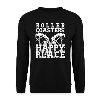 Roller Coaster Are My Happy Place - Unisex Pullover - Schwarz - Vorne - Alina (178cm) & Michal (187cm)