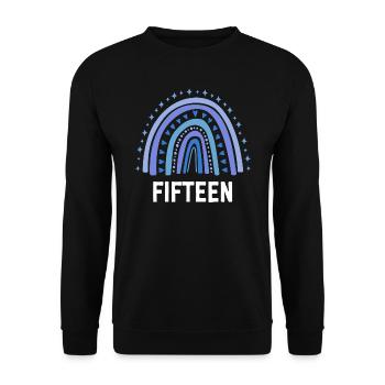 Blue Rainbow Quinze ans 15e anniversaire - Sweat-shirt Unisexe - noir - Devant - Alina (178cm) & Michal (187cm)