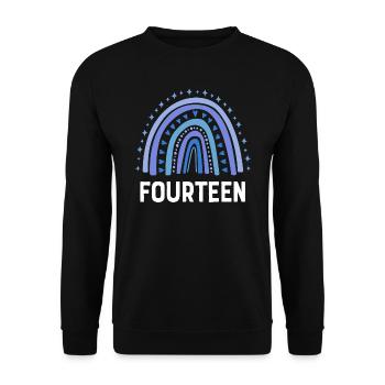 Blue Rainbow Quatorze ans 14e anniversaire - Sweat-shirt Unisexe - noir - Devant - Alina (178cm) & Michal (187cm)