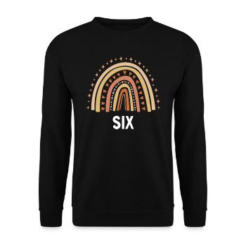 Orange Rainbow Six years 6th birthday - Unisex Sweatshirt - black - Front - Alina (178cm) & Michal (187cm)
