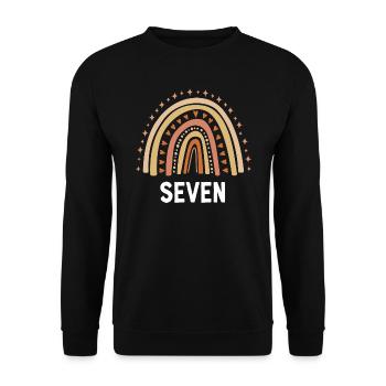 Orange Rainbow Seven Years 7th Birthday - Unisex Sweatshirt - black - Front - Alina (178cm) & Michal (187cm)