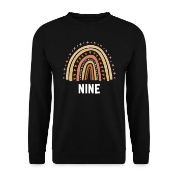 Orange Rainbow neuf ans 9e anniversaire - Sweat-shirt Unisexe - noir - Devant - Alina (178cm) & Michal (187cm)