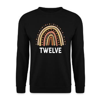 Orange Rainbow Twelve Years 12th Birthday - Unisex Sweatshirt - black - Front - Alina (178cm) & Michal (187cm)